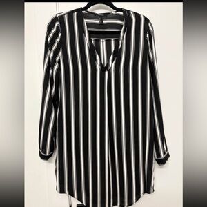 Forever 21 Black and White Vertical Striped Blouse